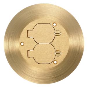 HUBBELL WIRING DEVICE-KELLEMS SF3925 Cover Carpet Flange Round Duplex Brass | AB9HMU 2DDX6