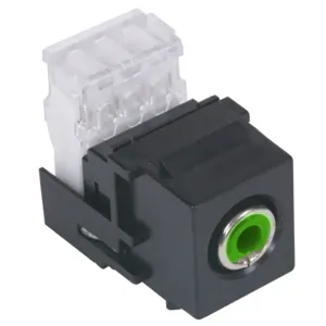 HUBBELL WIRING DEVICE-KELLEMS SFRC110GN Av Connector, Rca 110 Termination, Green Insulator, Black Housing | CE6NLC