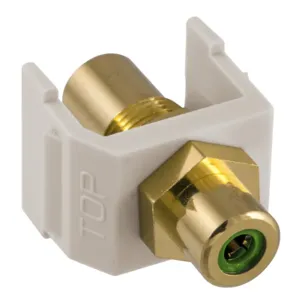 HUBBELL WIRING DEVICE-KELLEMS SFRCGNFFOW Av Connector, Rca Gold Pass-Thru, F/F Coupler, Office White/Green | CE6NDE