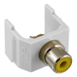 HUBBELL WIRING DEVICE-KELLEMS SFRCYW Av Connector, Rca Solder Termination, Yellow Insulator, White Housing | CE6NGB