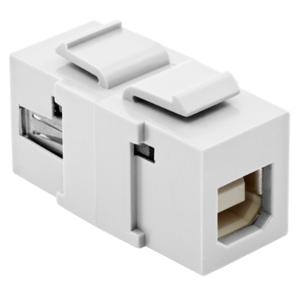 HUBBELL WIRING DEVICE-KELLEMS SFUSBABW Keystone Connector, Usb A To B, White | CE6NHF
