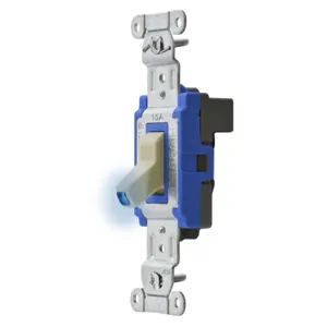 HUBBELL WIRING DEVICE-KELLEMS SNAP1201ILINA Toggle Switch, Illuminated, Single Pole, 15A, 120/277VAC, Ivory | AC4XDC 31A361