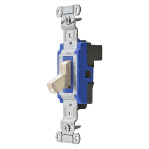 HUBBELL WIRING DEVICE-KELLEMS SNAP1203LANA Toggle Switch, Three Way, 15A, 120/277VAC, Light Almond | CE6RFW