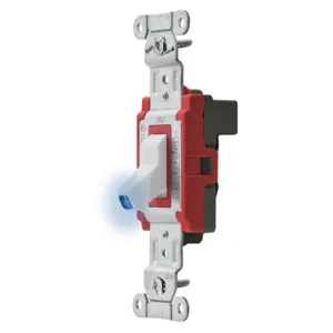 HUBBELL WIRING DEVICE-KELLEMS SNAP1221ILWNA Toggle Switch, Illuminated, Single Pole, 20A, 120/277VAC, White | AC4XEX 31A460