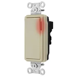 HUBBELL WIRING DEVICE-KELLEMS SNAP2101PLINA Decorator Switch, Pilot Single Pole, 15A, 120/277VAC, Ivory | CE6RGT