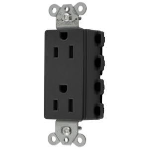 HUBBELL WIRING DEVICE-KELLEMS SNAP2152BKA Style Line Receptacle, 15A 125V, 2-P 3-W Grounding, 5-15R, Nylon, Black | CE6QAV