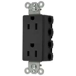 HUBBELL WIRING DEVICE-KELLEMS SNAP2152BKNA Style Line Receptacle, 15A 125V, 2-P 3-W Grounding, 5- 15R, Nylon, Black | BD4HFE