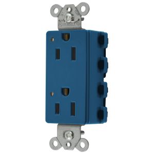 HUBBELL WIRING DEVICE-KELLEMS SNAP2152BLL Style Line Receptacle, 15A 125V, Led, 2-P 3-W Grounding, 5-15R, Nylon, Blue | CE6QAX