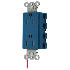 HUBBELL WIRING DEVICE-KELLEMS SNAP2152BLSCTRA Style Line Receptacle, 15A 125V, Sc, 2-P 3-W Grounding, 5-15R, Nylon, Blue | BD3WFK