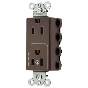 HUBBELL WIRING DEVICE-KELLEMS SNAP2152C1 Style Line Receptacle, 15A 125V, 2-P 3-W Grounding, Nylon, Brown | BD4PHN