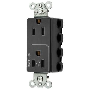 HUBBELL WIRING DEVICE-KELLEMS SNAP2152C1BK Style Line Receptacle, 15A 125V, 2-P 3-W Grounding, Nylon, Black | BD4PUU