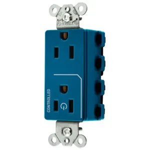 HUBBELL WIRING DEVICE-KELLEMS SNAP2152C1BL Style Line Receptacle, 15A 125V, 2-P 3-W Grounding, Nylon, Blue | CE6QAZ