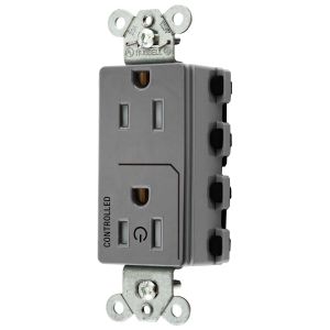 HUBBELL WIRING DEVICE-KELLEMS SNAP2152C1GYTRA Style Line Receptacle, 15A 125V, 2-P 3-W Grounding, Nylon, Gray | CE6QBC
