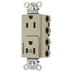 HUBBELL WIRING DEVICE-KELLEMS SNAP2152C1I Style Line Receptacle, 15A 125V, 2-P 3-W Grounding, Nylon, Ivory | BD4CHE