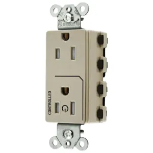 HUBBELL WIRING DEVICE-KELLEMS SNAP2152C1ITRA Style Line Receptacle, 15A 125V, 2-P 3-W Grounding, Nylon, Ivory | CE6QBD