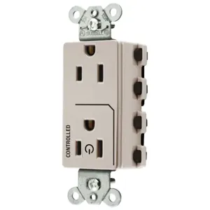 HUBBELL WIRING DEVICE-KELLEMS SNAP2152C1LA Style Line Receptacle, 15A 125V, 2-P 3-W Grounding, Nylon, Light Almond | BD4JKB