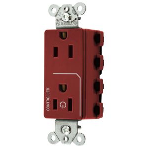 HUBBELL WIRING DEVICE-KELLEMS SNAP2152C1R Style Line Receptacle, 15A 125V, 2-P 3-W Grounding, Nylon, Red | CE6QBF