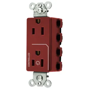 HUBBELL WIRING DEVICE-KELLEMS SNAP2152C1R Style Line Receptacle, 15A 125V, 2-P 3-W Grounding, Nylon, Red | CE6QBF