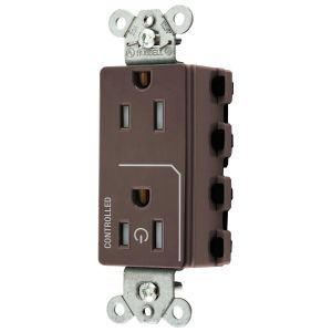 HUBBELL WIRING DEVICE-KELLEMS SNAP2152C1TRA Style Line Receptacle, 15A 125V, 2-P 3-W Grounding, Nylon, Brown | CE6QBG