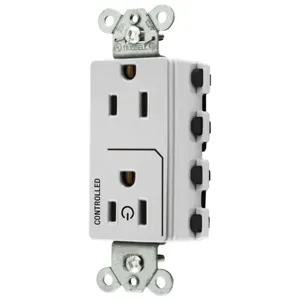 HUBBELL WIRING DEVICE-KELLEMS SNAP2152C1W Style Line Receptacle, 15A 125V, 2-P 3-W Grounding, Nylon, White | BD3XGA