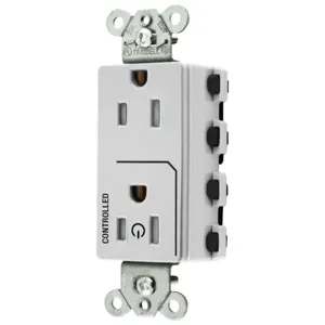 HUBBELL WIRING DEVICE-KELLEMS SNAP2152C1WTRA Style Line Receptacle, 15A 125V, 2-P 3-W Grounding, Nylon, White | CE6QBH