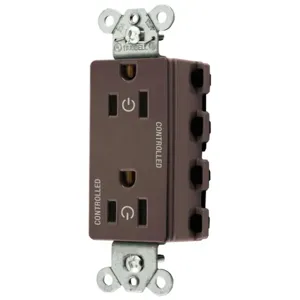 HUBBELL WIRING DEVICE-KELLEMS SNAP2152C2 Style Line Receptacle, 15A 125V, 2-P 3-W Grounding, Nylon, Brown | BD4GAL