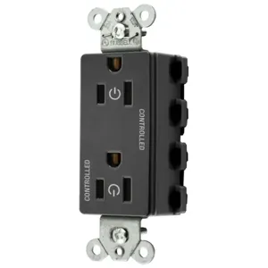 HUBBELL WIRING DEVICE-KELLEMS SNAP2152C2BK Style Line Receptacle, 15A 125V, 2-P 3-W Grounding, Nylon, Black | BD4DLA