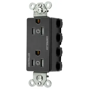 HUBBELL WIRING DEVICE-KELLEMS SNAP2152C2BKTRA Style Line Receptacle, 15A 125V, 2-P 3-W Grounding, Nylon, Black | CE6QBJ