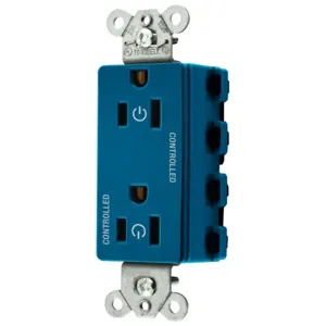 HUBBELL WIRING DEVICE-KELLEMS SNAP2152C2BL Style Line Receptacle, 15A 125V, 2-P 3-W Grounding, Nylon, Blue | CE6QBK