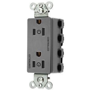 HUBBELL WIRING DEVICE-KELLEMS SNAP2152C2GY Style Line Receptacle, 15A 125V, 2-P 3-W Grounding, Nylon, Gray | BD4NAZ
