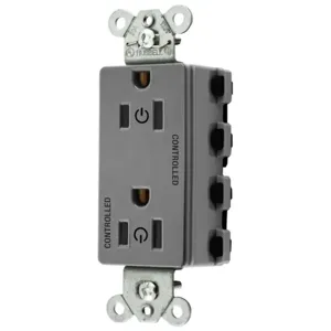 HUBBELL WIRING DEVICE-KELLEMS SNAP2152C2GY Style Line Receptacle, 15A 125V, 2-P 3-W Grounding, Nylon, Gray | BD4NAZ