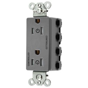 HUBBELL WIRING DEVICE-KELLEMS SNAP2152C2GYTRA Style Line Receptacle, 15A 125V, 2-P 3-W Grounding, Nylon, Gray | CE6QBN