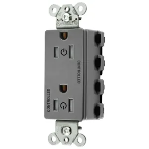 HUBBELL WIRING DEVICE-KELLEMS SNAP2152C2GYTRA Style Line Receptacle, 15A 125V, 2-P 3-W Grounding, Nylon, Gray | CE6QBN