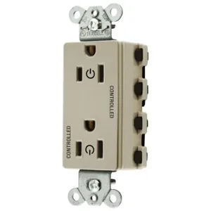 HUBBELL WIRING DEVICE-KELLEMS SNAP2152C2I Style Line Receptacle, 15A 125V, 2-P 3-W Grounding, Nylon, Ivory | BD4NBA