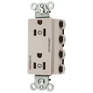 HUBBELL WIRING DEVICE-KELLEMS SNAP2152C2LA Style Line Receptacle, 15A 125V, 2-P 3-W Grounding, Nylon, Light Almond | BD3QFU