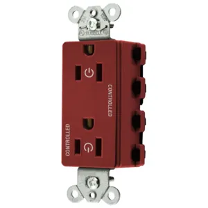 HUBBELL WIRING DEVICE-KELLEMS SNAP2152C2R Style Line Receptacle, 15A 125V, 2-P 3-W Grounding, Nylon, Red | CE6QBR