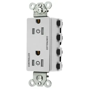 HUBBELL WIRING DEVICE-KELLEMS SNAP2152C2WTRA Style Line Receptacle, 15A 125V, 2-P 3-W Grounding, Nylon, White | CE6QBU