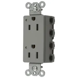 HUBBELL WIRING DEVICE-KELLEMS SNAP2152GYL Style Line Receptacle, 15A 125V, 2-P 3-W Grounding, Nylon, Gray | CE6QBW