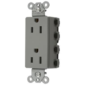 HUBBELL WIRING DEVICE-KELLEMS SNAP2152GYA Style Line Receptacle, 15A 125V, 2-P 3-W Grounding, Nylon, Gray | CE6QBV