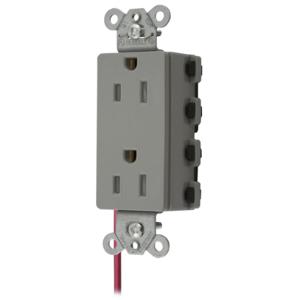 HUBBELL WIRING DEVICE-KELLEMS SNAP2152GYSCTRA Style Line Receptacle, 15A 125V, Sc, 2-P 3-W Grounding, Nylon, Gray | BD4MJN