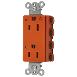 HUBBELL WIRING DEVICE-KELLEMS SNAP2152IGL Style Line Receptacle, 15A 125V, 2-P 3-W Grounding, Nylon, Orange | CE6QBY