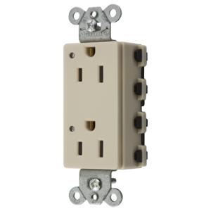 HUBBELL WIRING DEVICE-KELLEMS SNAP2152IL Style Line Receptacle, 15A 125V, 2-P 3-W Grounding, 5-15R, Nylon, Ivory | CE6QBZ