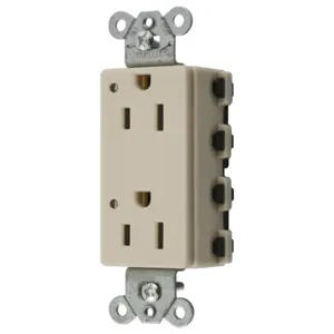 HUBBELL WIRING DEVICE-KELLEMS SNAP2152IL Style Line Receptacle, 15A 125V, 2-P 3-W Grounding, 5-15R, Nylon, Ivory | CE6QBZ