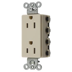 HUBBELL WIRING DEVICE-KELLEMS SNAP2152IA Style Line Receptacle, 15A 125V, 2-P 3-W Grounding, Nylon, Ivory | CE6QBX