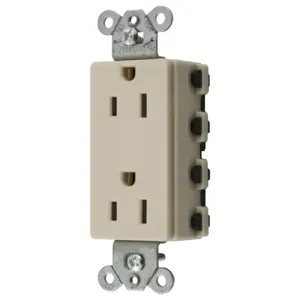 HUBBELL WIRING DEVICE-KELLEMS SNAP2152IA Style Line Receptacle, 15A 125V, 2-P 3-W Grounding, Nylon, Ivory | CE6QBX