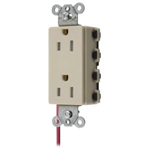 HUBBELL WIRING DEVICE-KELLEMS SNAP2152ISCTRA Style Line Receptacle, 15A 125V, 2-P 3-W Grounding, 5-15R, Nylon, Ivory | BD4PNV