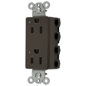 HUBBELL WIRING DEVICE-KELLEMS SNAP2152L Style Line Receptacle, 15A 125V, Led, 2-P 3-W Grounding, 5-15R, Nylon, Brown | CE6QCA