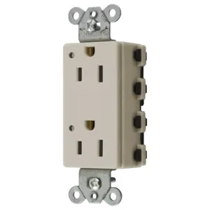 HUBBELL WIRING DEVICE-KELLEMS SNAP2152LAL Style Line Receptacle, 15A 125V, Led, 2-P 3-W Grounding, 5-15R, Nylon, La | CE6QCC