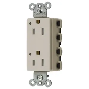 HUBBELL WIRING DEVICE-KELLEMS SNAP2152LALTRA Style Line Receptacle, 15A 125V, 2-P 3-W Grounding, 5-15R, Nylon, Light Almond | BD4MJP