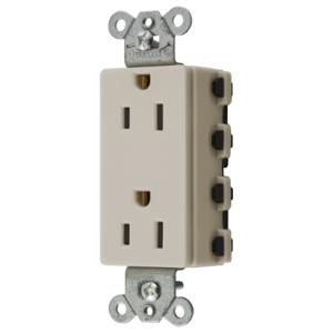 HUBBELL WIRING DEVICE-KELLEMS SNAP2152LAA Style Line Receptacle, 15A 125V, 2-P 3-W Grounding, 5- 15R, Nylon, Light Almond | CE6QCB